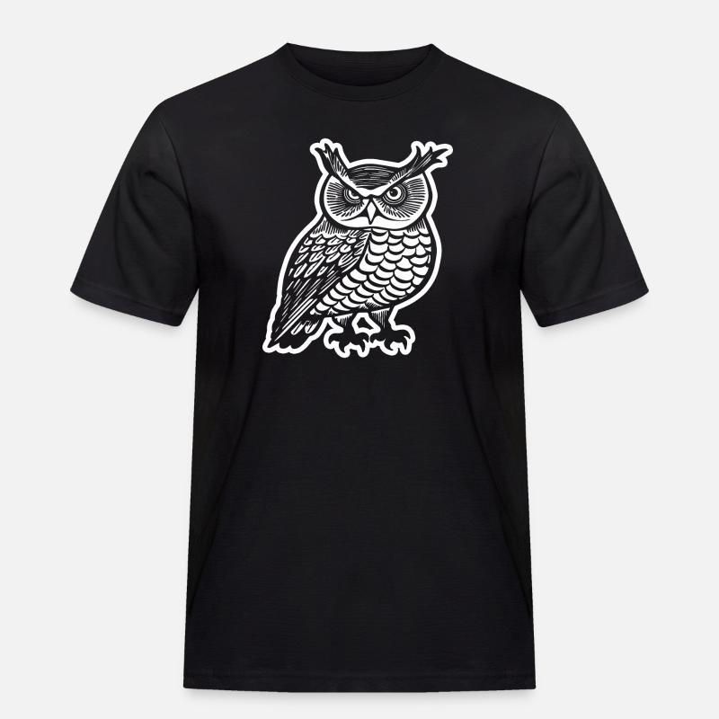 Eule Eulen Vogel - Männer Workwear T-Shirt - Schwarz