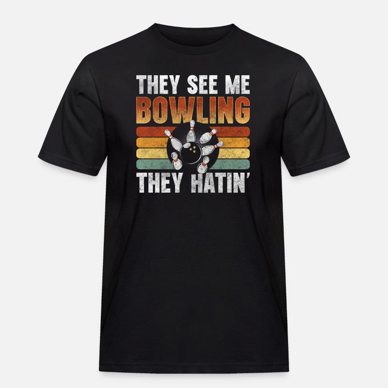 Bowler Strike Split Freizeit - Männer Workwear T-Shirt - Schwarz