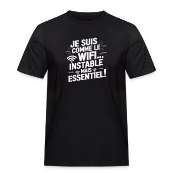 Ich bin wie WiFi... Instabil, aber unverzichtbar! - Männer Workwear T-Shirt - Schwarz - Vorne - AI Model Male 178 light (178cm)