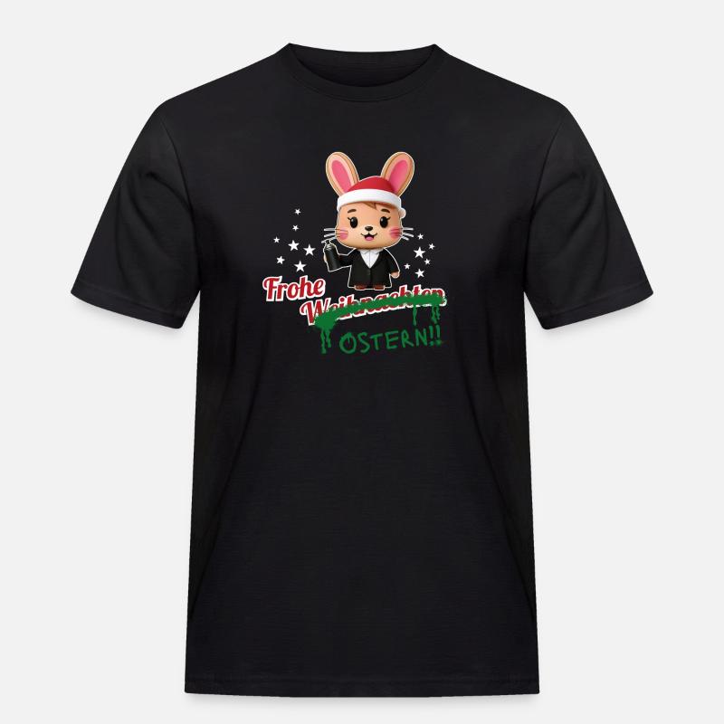 Frohe Weihnachten... oder Ostern? - Männer Workwear T-Shirt - Schwarz