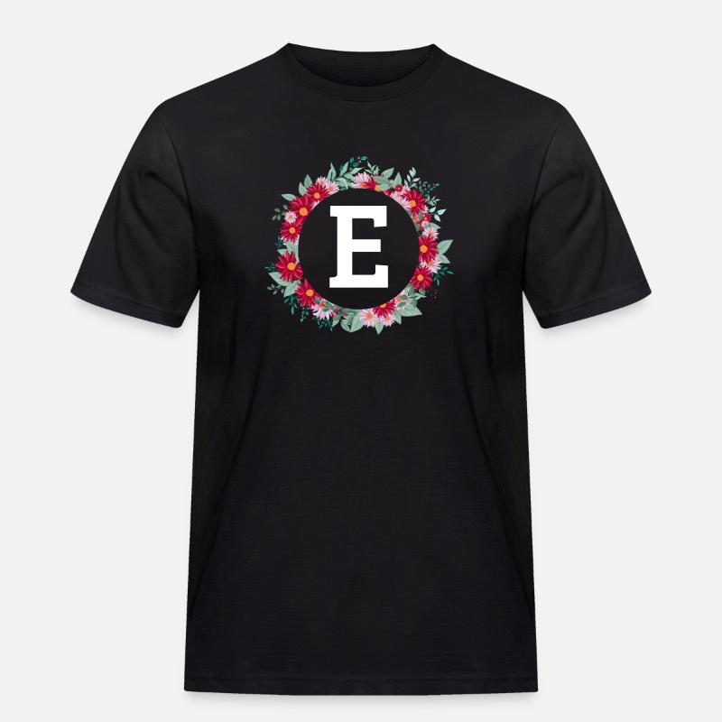 Buchstabe e Blumenkranz - Männer Workwear T-Shirt - Schwarz