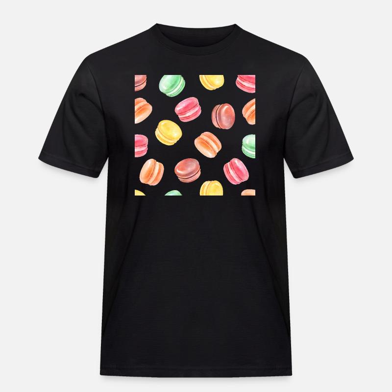 Bunte Macarons Muster - Männer Workwear T-Shirt - Schwarz