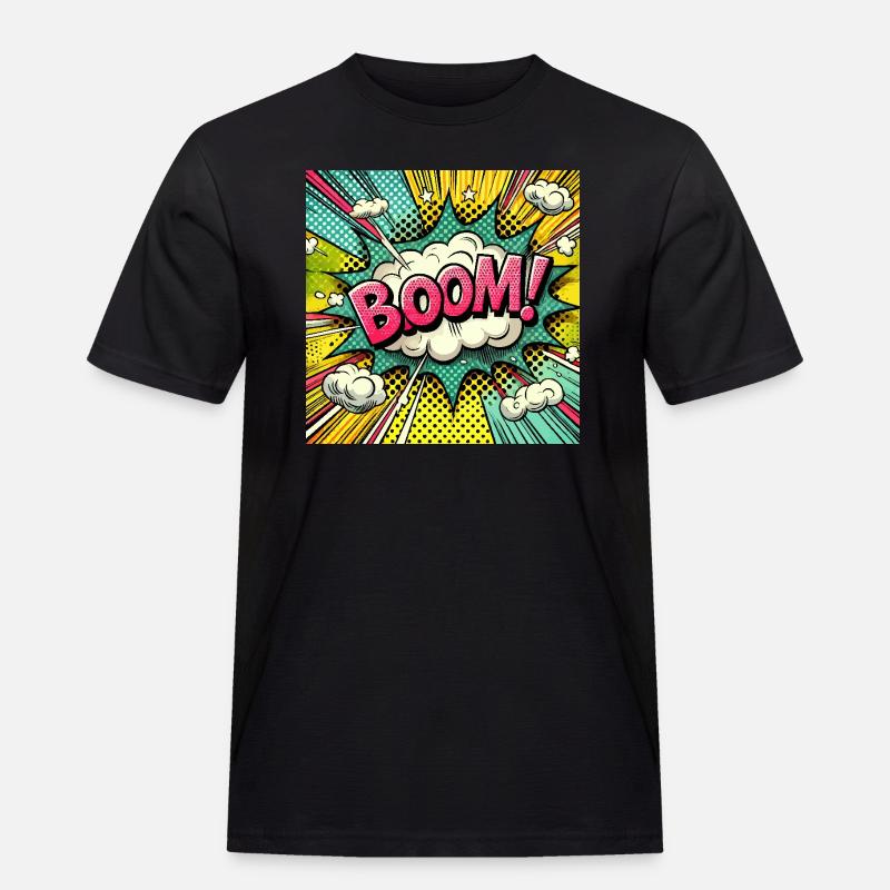 DRÖHNEN! - Comic-Explosion - Männer Workwear T-Shirt - Schwarz