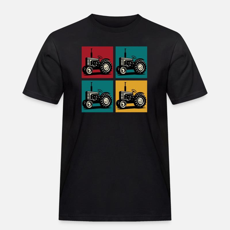 Retro-Oldtimer-Traktor - Männer Workwear T-Shirt - Schwarz