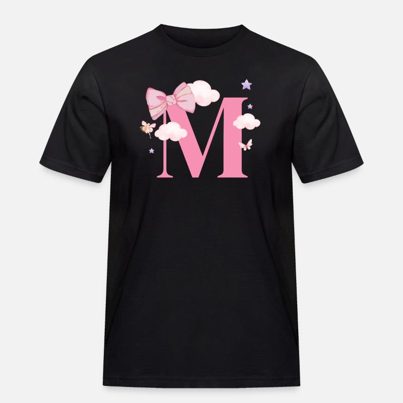 Buchstabe m rosa Wolken - Männer Workwear T-Shirt - Schwarz
