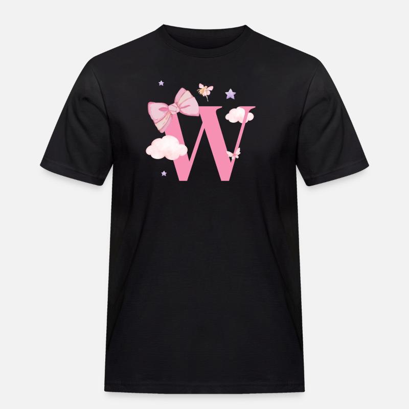 Buchstabe mit rosa Wolken - Männer Workwear T-Shirt - Schwarz