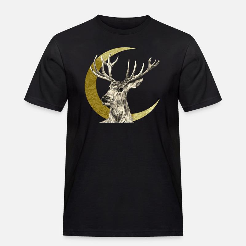 Hirsch - Männer Workwear T-Shirt - Schwarz