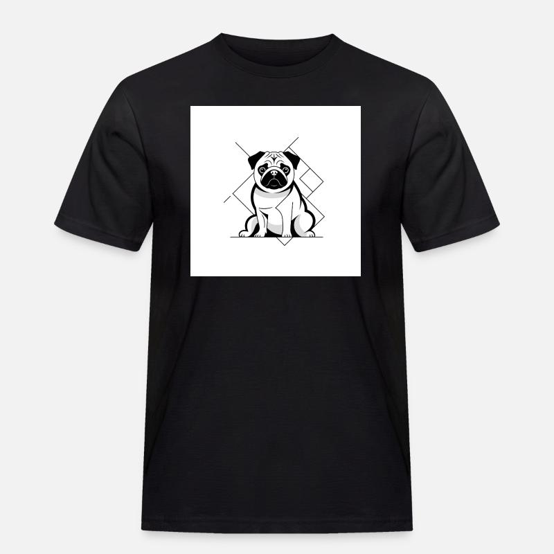 Mops Sitz - Männer Workwear T-Shirt - Schwarz