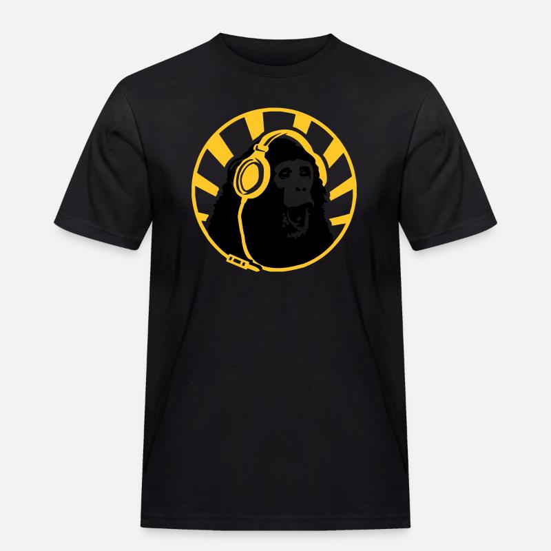 Monkey with Headphones - Men's Workwear T-Shirt - black