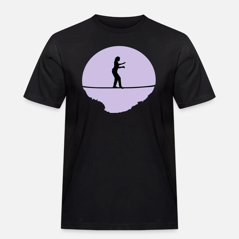 Slackline, Slacklining Frau - Männer Workwear T-Shirt - Schwarz