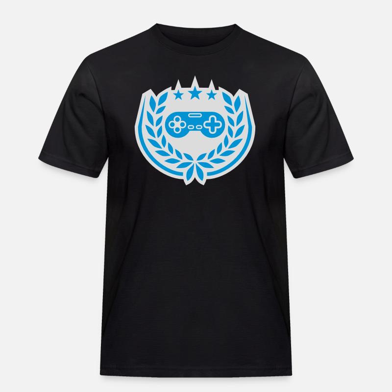 Controller Retro Sterne Lorbeerkranz - Männer Workwear T-Shirt - Schwarz
