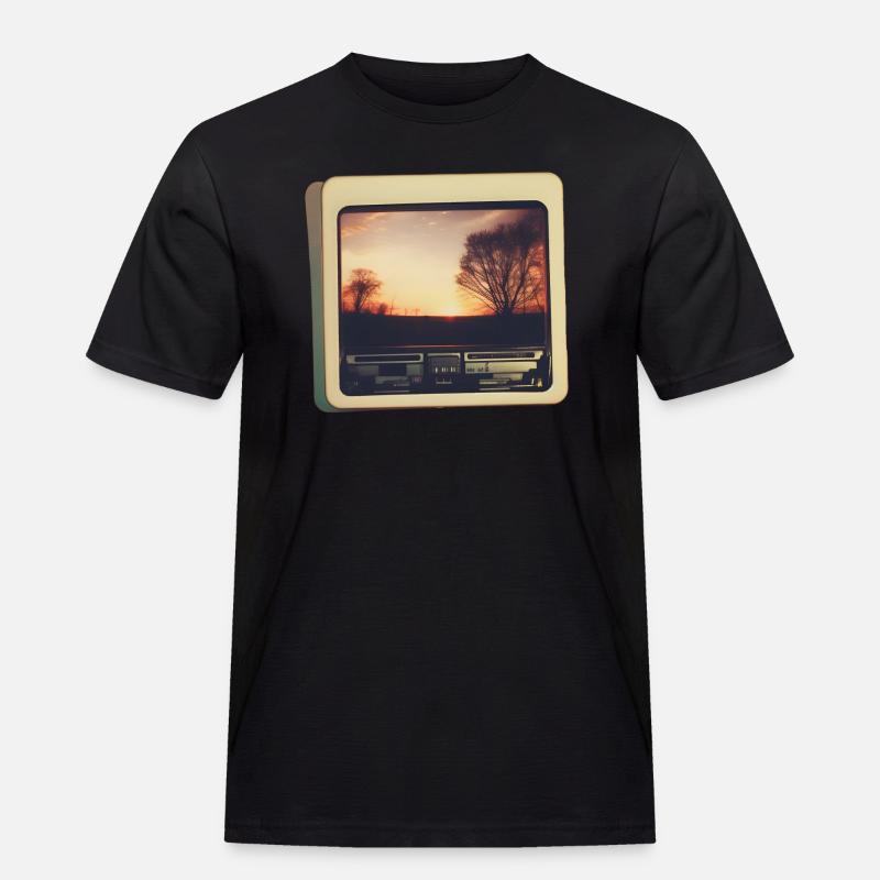 Nostalgischer Horizont - Männer Workwear T-Shirt - Schwarz
