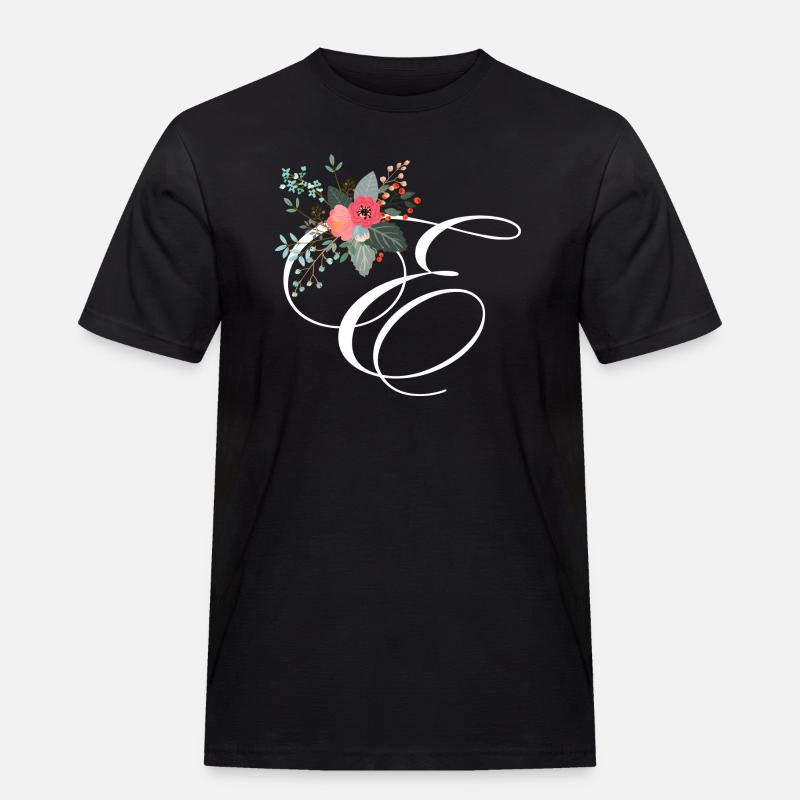 Letter e fleuris - Men's Workwear T-Shirt - black