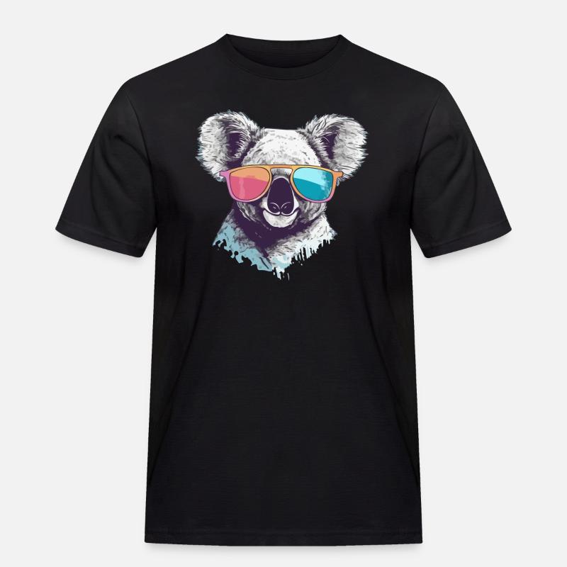 Timy, der bebrillte Koala - Männer Workwear T-Shirt - Schwarz