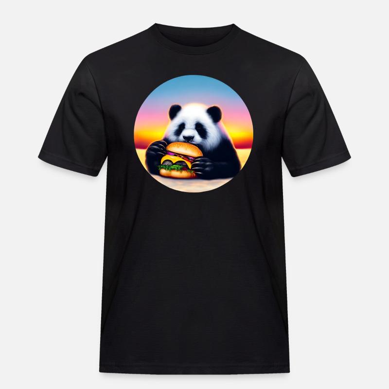 Panda at Cheeseburger Sunset - Men's Workwear T-Shirt - black