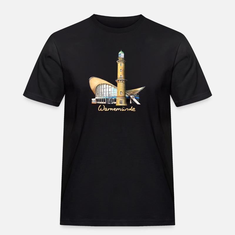 Teepott mit Leuchtturm - Männer Workwear T-Shirt - Schwarz