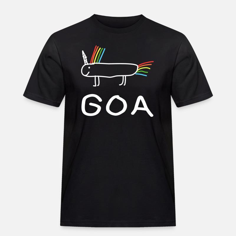 Goa Einhorn Techno - Männer Workwear T-Shirt - Schwarz