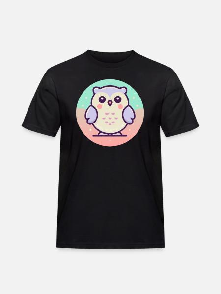 Eule - Männer Workwear T-Shirt - Schwarz