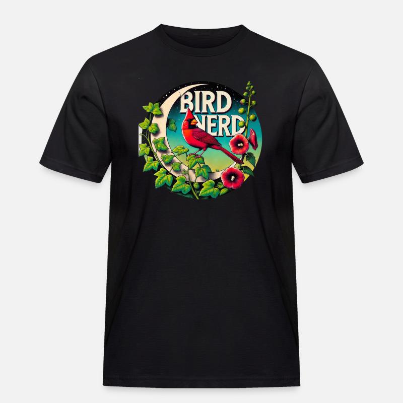 Vogel-Nerd - Männer Workwear T-Shirt - Schwarz