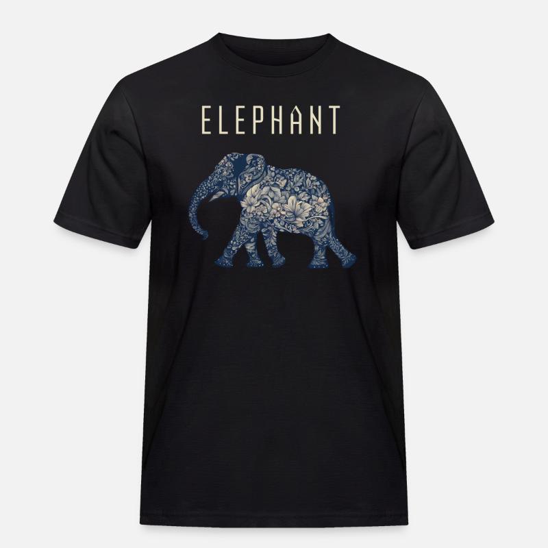 Elephant - Männer Workwear T-Shirt - Schwarz