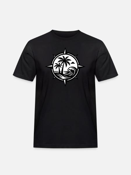 Compass Palm Trees Ocean - Men's Workwear T-Shirt - black