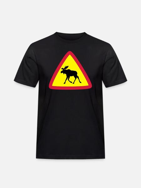 Elk warning 3clr - Men's Workwear T-Shirt - black
