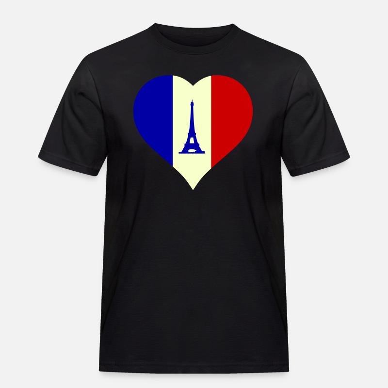 Herz Frankreich - Männer Workwear T-Shirt - Schwarz