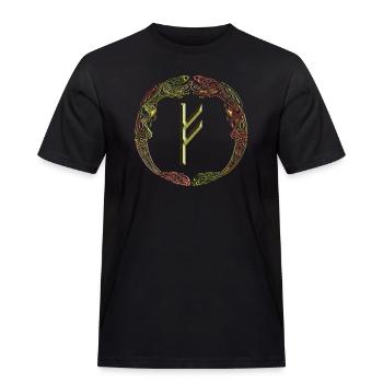 Fehu - Männer Workwear T-Shirt - Schwarz - Vorne - AI Model Male 178 light (178cm)