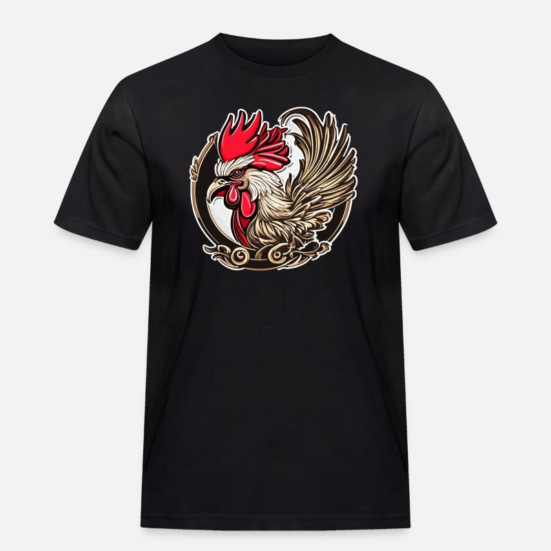 Hahn des Glücks - Männer Workwear T-Shirt - Schwarz