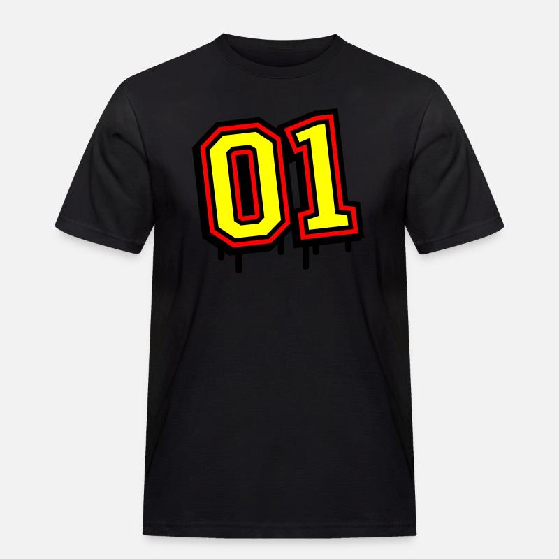 01 eins nummer - Männer Workwear T-Shirt - Schwarz