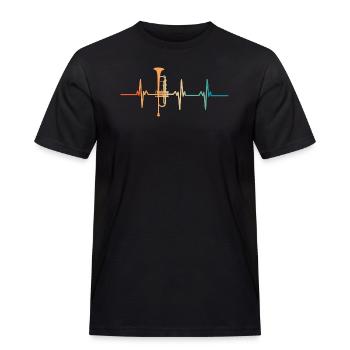 Trompeten-Herzschlag - Männer Workwear T-Shirt - Schwarz - Vorne - AI Model Male 178 light (178cm)