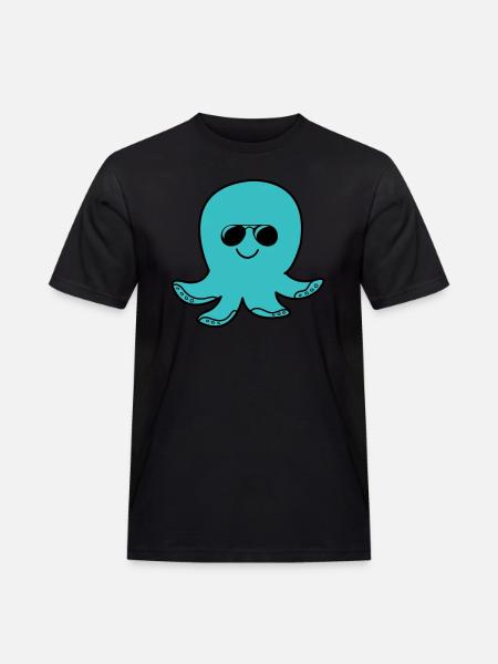 oktopus cool - Männer Workwear T-Shirt - Schwarz