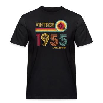 Vintage 1955 Limited Edition – Retro Sunset 70th - Men's Workwear T-Shirt - black - Front - AI Model Male 178 light (178cm)