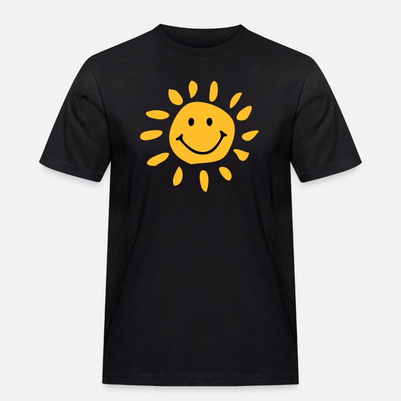 Sonne - Männer Workwear T-Shirt - Schwarz