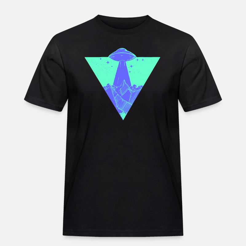 UFO Erde Planet - Männer Workwear T-Shirt - Schwarz