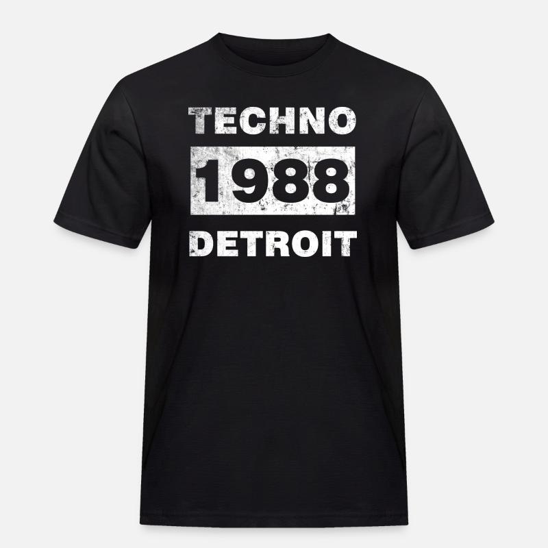 TECHNO MUSIK WEISS - Männer Workwear T-Shirt - Schwarz