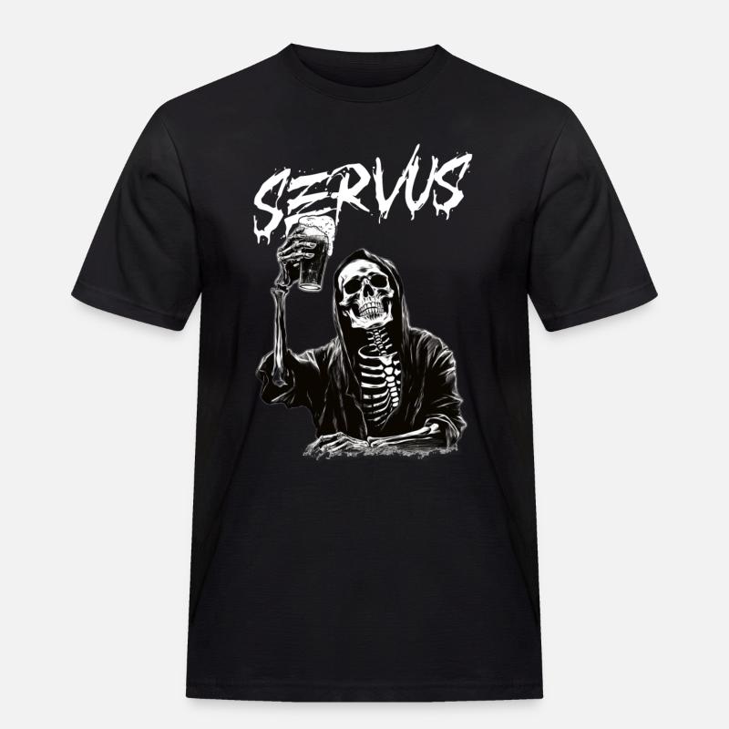 Sensenmann mit Bier - Männer Workwear T-Shirt - Schwarz