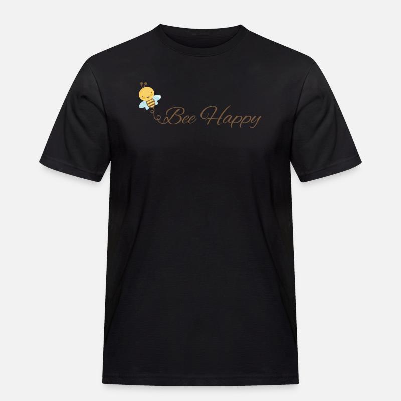 Be Happy like a bee 🐝 - Männer Workwear T-Shirt - Schwarz