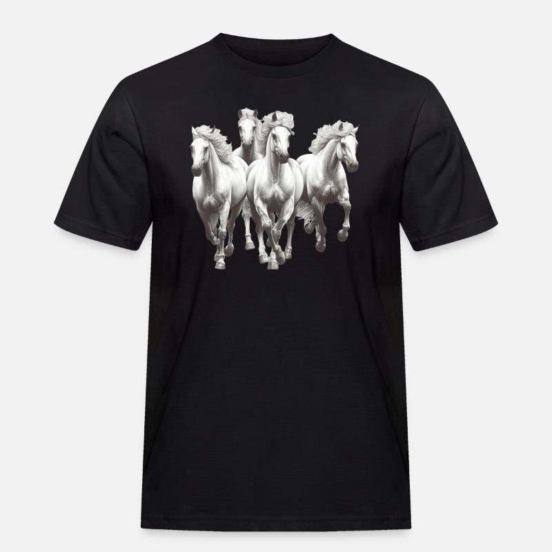 Pferde - Männer Workwear T-Shirt - Schwarz