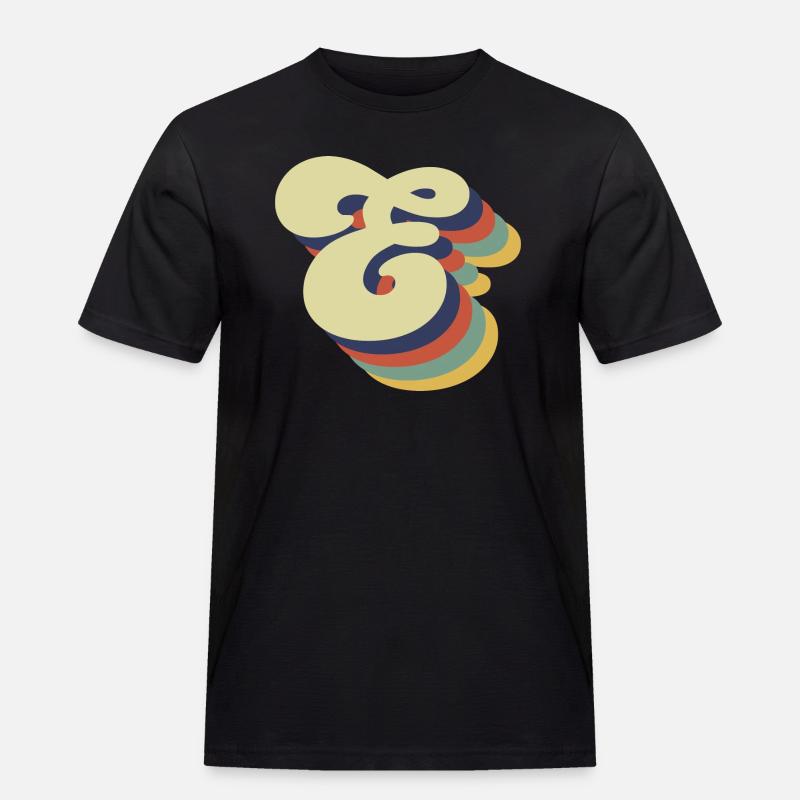 Retro-Buchstabe E - Männer Workwear T-Shirt - Schwarz