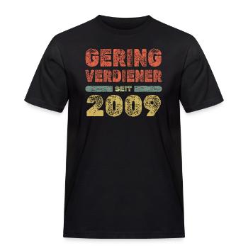 2009 - Men's Workwear T-Shirt - black - Front - AI Model Male 178 light (178cm)