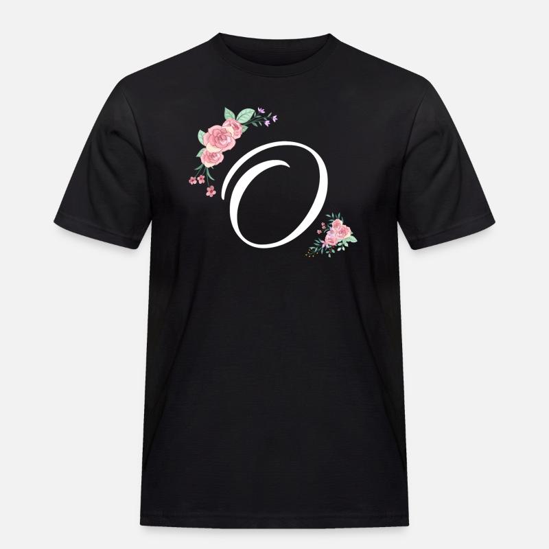 Buchstabe o Blumen - Männer Workwear T-Shirt - Schwarz