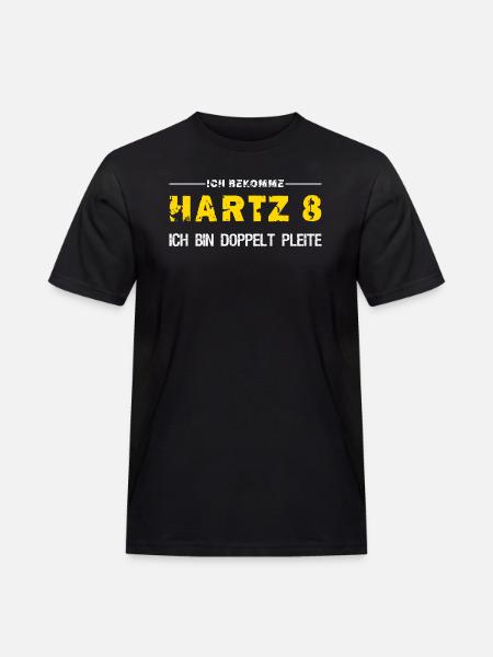 Hartz 8 Doppelt Pleite - Männer Workwear T-Shirt - Schwarz