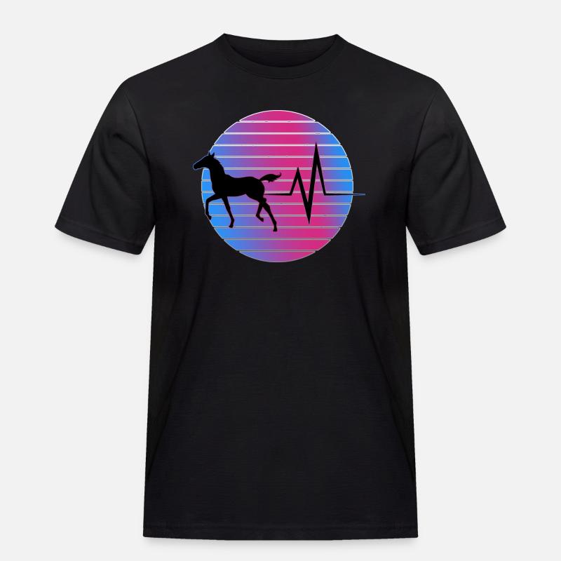Pferd - EKG - Männer Workwear T-Shirt - Schwarz