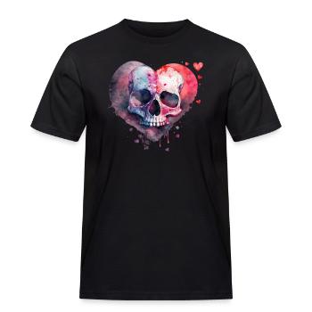 Totenkopf Kunst Design Aquarell - Männer Workwear T-Shirt - Schwarz - Vorne - AI Model Male 178 light (178cm)