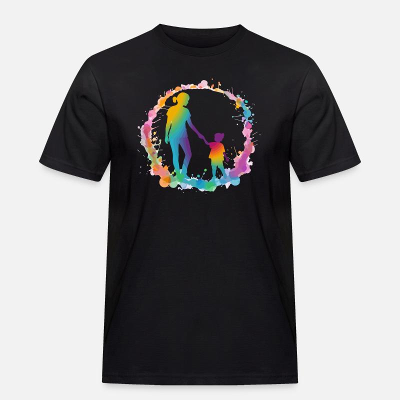 Silhouette von Mutter und Tochter - Männer Workwear T-Shirt - Schwarz