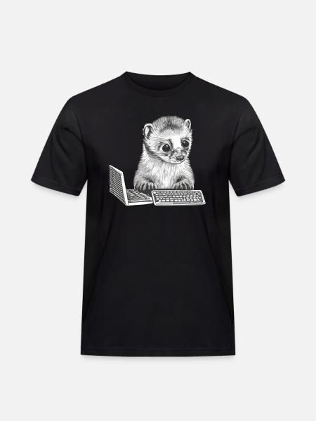 CUTE GEEK FERRET - Men's Workwear T-Shirt - black