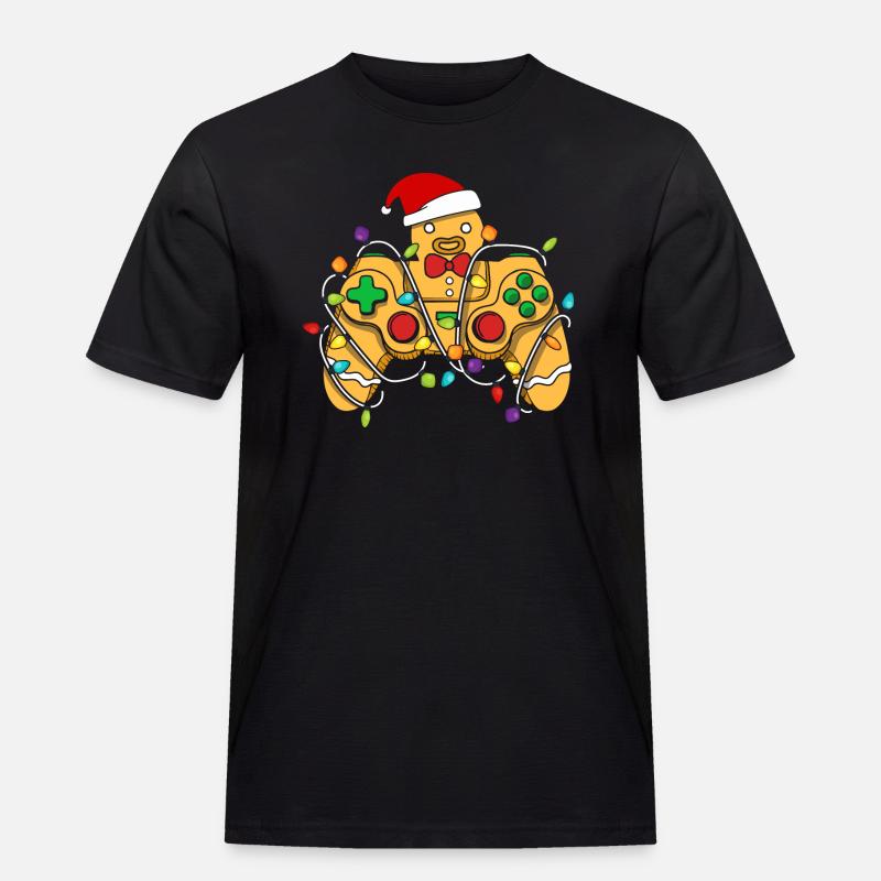 Christmas Gaming Controller Gingerbread - Men's Workwear T-Shirt - black