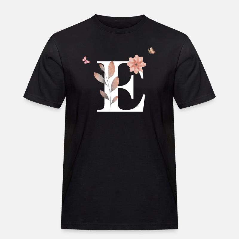 Buchstabe e Wildblumen Aquarelle - Männer Workwear T-Shirt - Schwarz