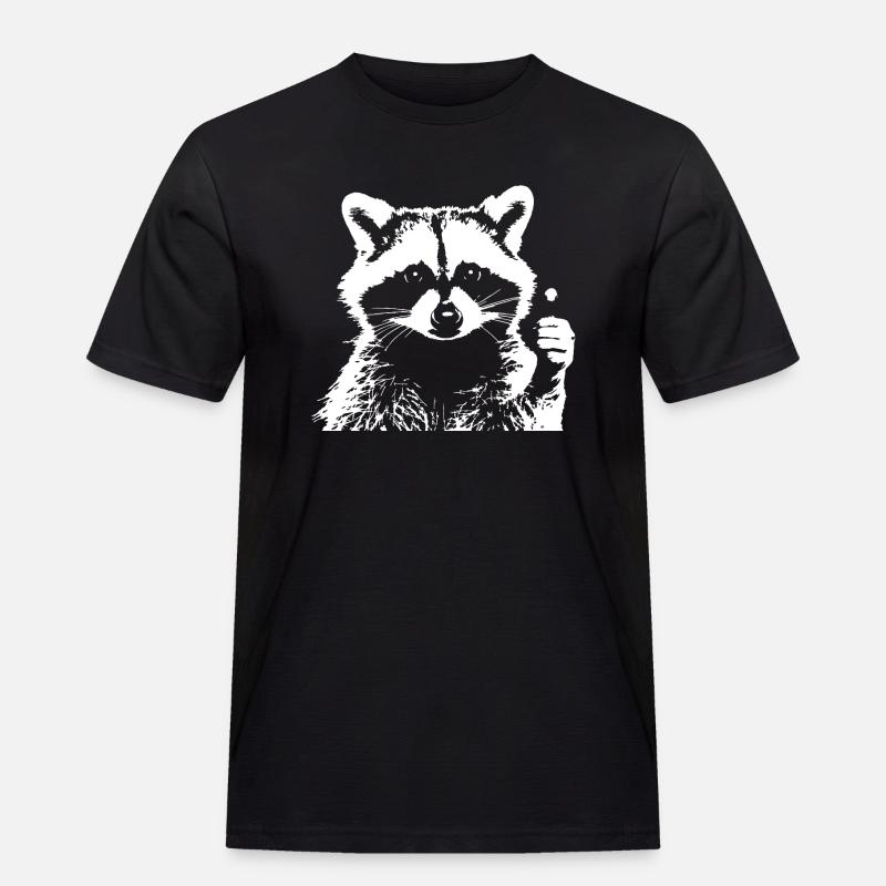 Waschbär - Männer Workwear T-Shirt - Schwarz